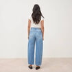 Jeans barrel taille haute broderie denim used femme