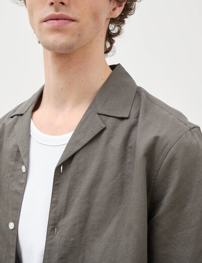 Chemise boyfriend manches courtes vert fonc&eacute; homme