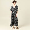 Robe longue droite dos en V noir femme