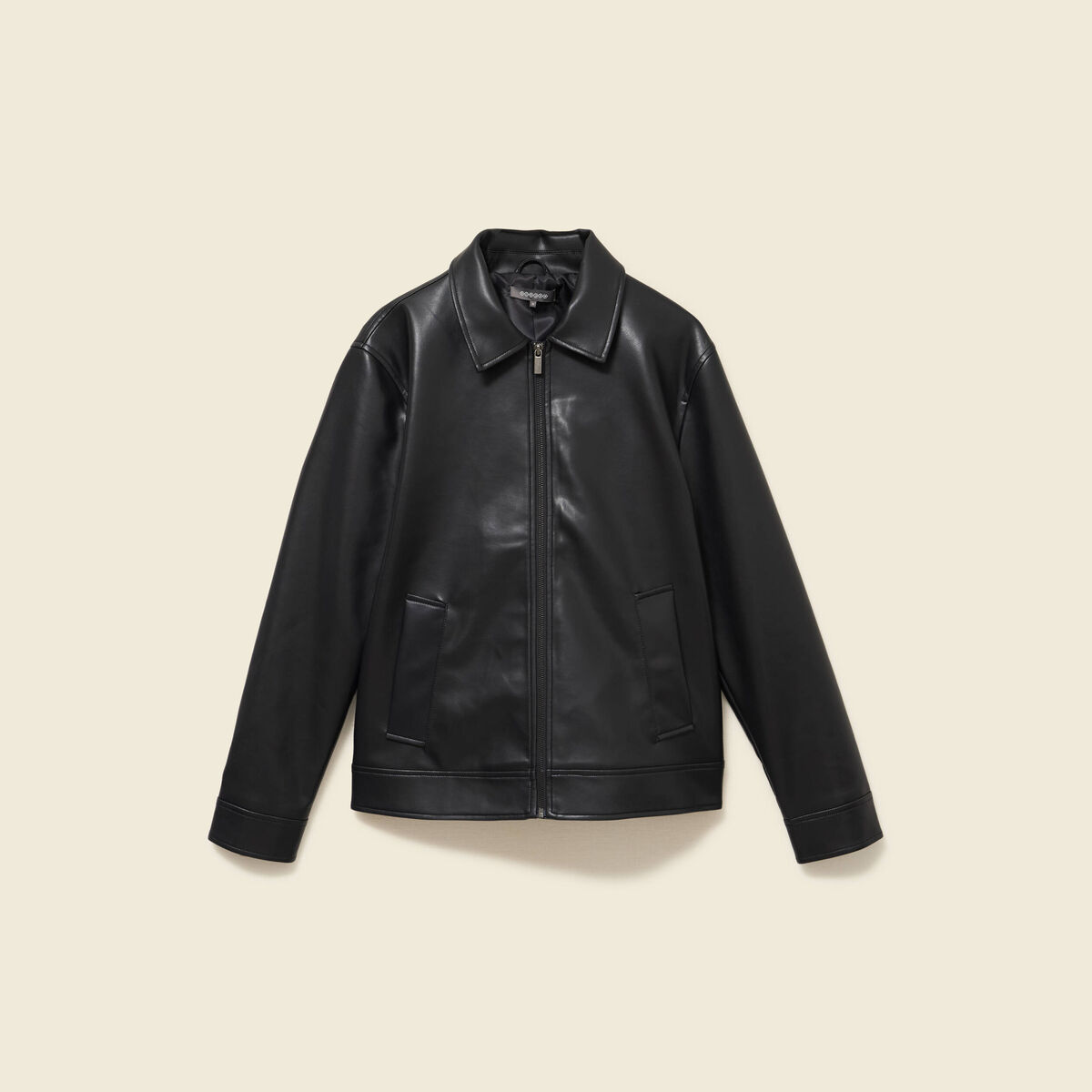 Blouson droit court manches longues noir homme