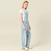 Salopette droite en jean denim used femme