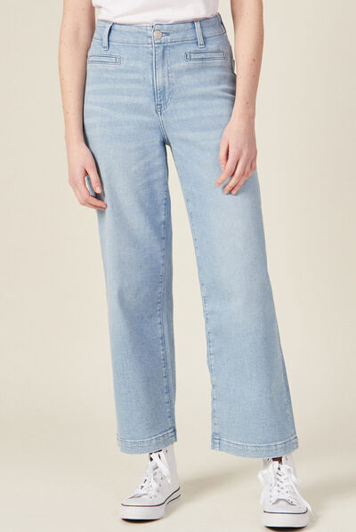 Jeans flare denim bleach femme