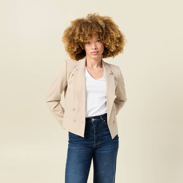 veste blazer double boutonnage beige femme Veste blazer double boutonnage beige femme
