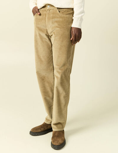 Pantalon relaxed large longueur 32 beige fonce homme