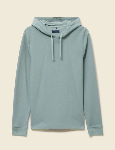 T-shirt &agrave; capuche bleu gris homme
