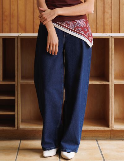 Jeans loose en coton denim brut clean femme
