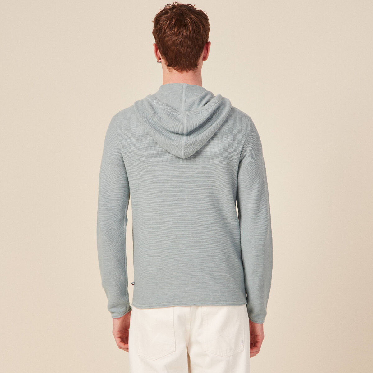 Pull à capuche bleu gris homme