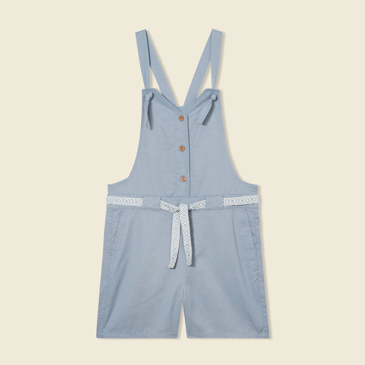 Combishort ceinturée bleu gris femme