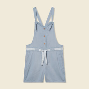 Combishort ceinturée bleu gris femme