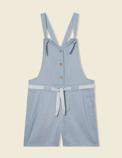 Combishort ceinturée bleu gris femme