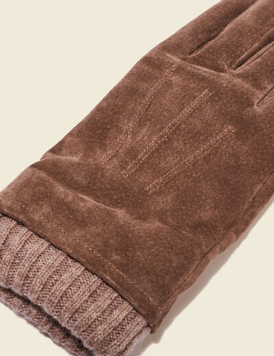 Gants en cuir beige homme