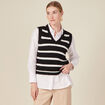 Pull droit court sans manches col v noir femme
