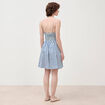 Robe bretelle col c&oelig;ur en coton bleu femme