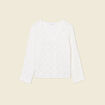 Pull ajour&eacute; col v manches longues ecru femme