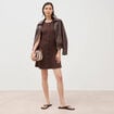 Robe sans manches en maille col rond marron fonc&eacute; femme