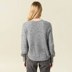 Pull manches longues col en V gris clair femme