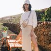 Jupe longue portefeuille beige femme