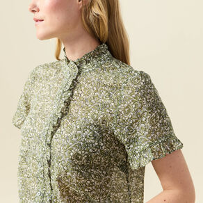 Chemise manches courtes vert kaki femme