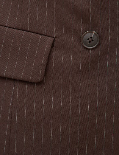 Blazer manches longues col tailleur marron fonc&eacute; femme