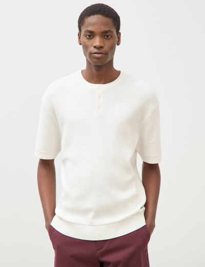 T-shirt en coton manches courtes ecru homme