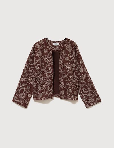 Gilet matelass&eacute; col rond marron femme