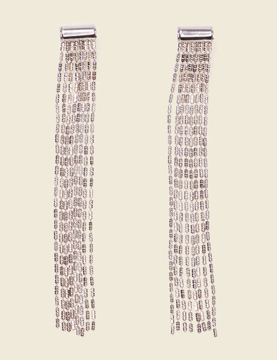 Boucles d'oreilles pendantes couleur argent femme