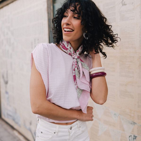 t shirt manches courtes rose clair femme T-shirt manches courtes rose clair femme