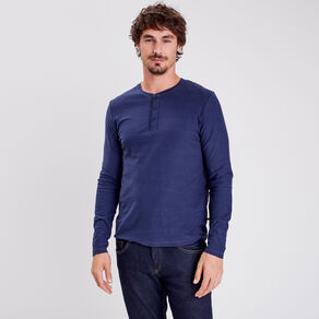 t shirt manches longues bleu marine homme T-shirt manches longues bleu marine homme
