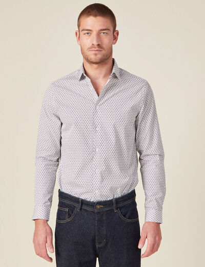 Chemise en coton manches longues blanc homme