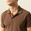 Polo cintr&eacute; col cubain manches courtes marron homme