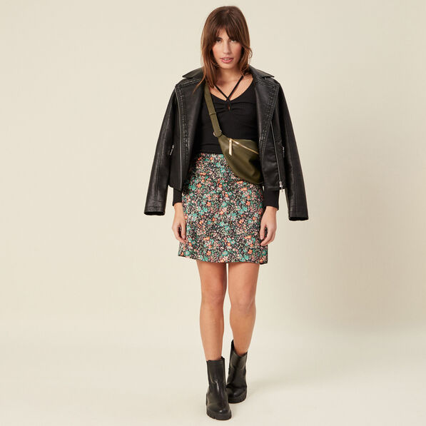 Jupe drapée courte noir femme
