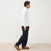 Polo droit manches longues blanc homme
