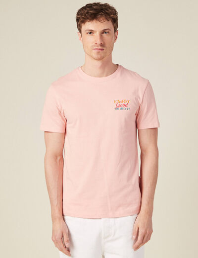 T-shirt manches courtes rose saumon homme