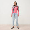 Pull droit col rond manches longues vieux rose femme