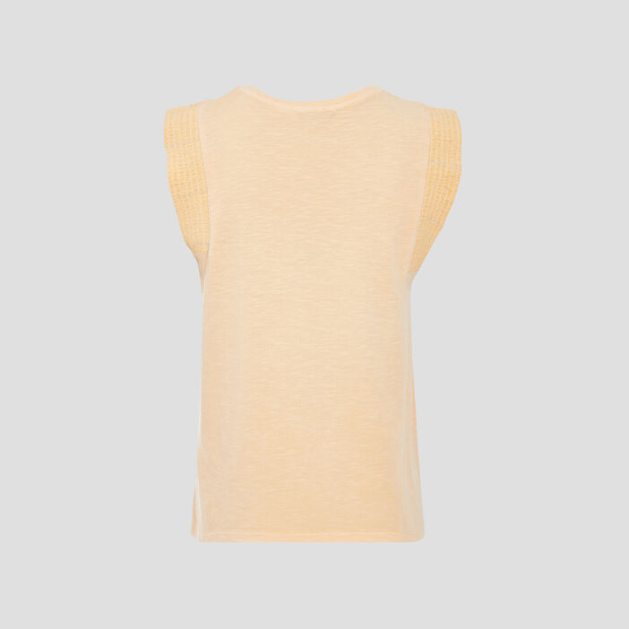 T-shirt manches courtes jaune pastel femme