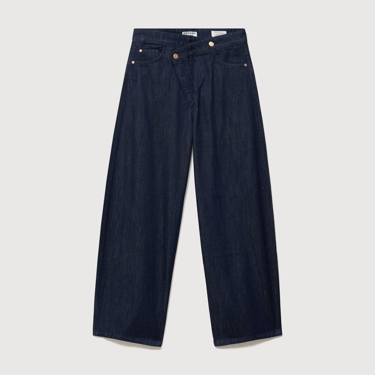 Jeans slouchy ceinture taille standard denim brut rinse femme