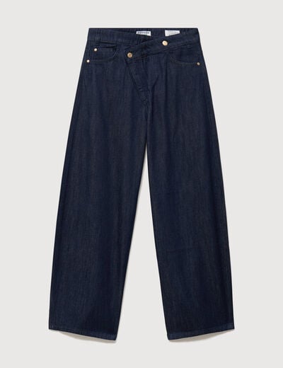 Jeans slouchy ceinture taille standard denim brut rinse femme