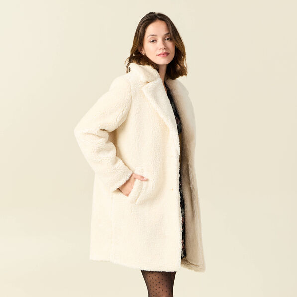manteau long laine mouton creme femme Manteau long laine mouton creme femme