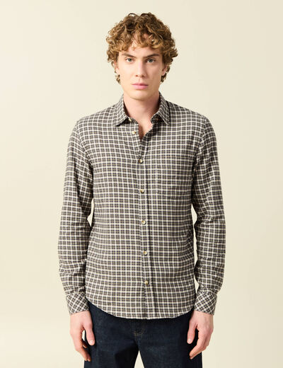 Chemise col classique manches longues vert kaki homme