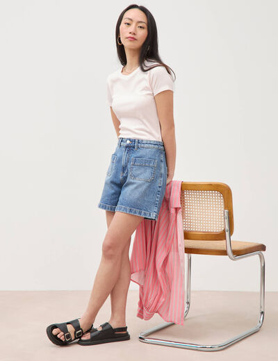 Femme Short bermuda à taille mi-haute en lin mélangé | Femme Bas