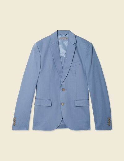 Veste blazer cintr&eacute; bleu fonc&eacute; homme