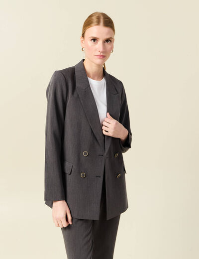 Veste blazer double boutonnage gris femme