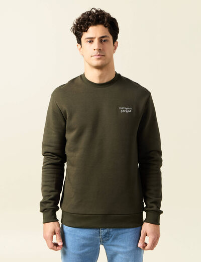 Sweat manches longues vert kaki homme