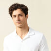 Polo cintr&eacute; col cubain manches courtes blanc homme