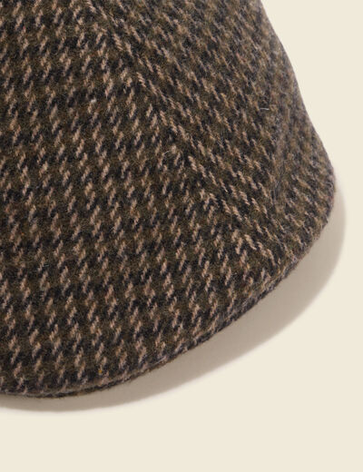 Casquette tweed avec doublure vert kaki homme