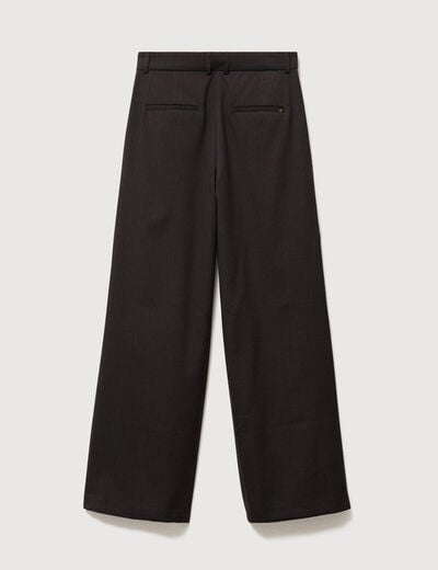 Pantalon large taille standard marron fonc&eacute; femme