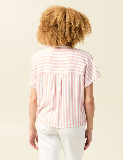 Chemise manches courtes fluide rose clair femme