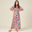 Robe longue droite fluide multicolore femme
