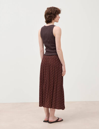 D&eacute;bardeur bretelles col rond en coton marron fonc&eacute; femme