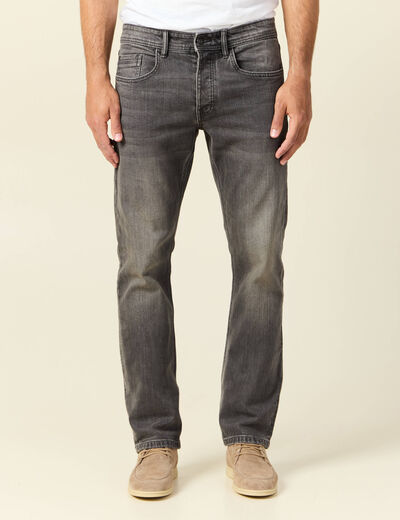 Jeans straight 5 poches denim gris homme